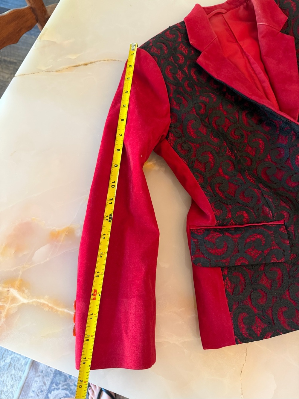 Vintage Red and Black Patterned Women's Blazer - Picture 6 of 10